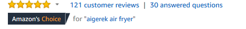 Star ratings for the aigerek air fryer