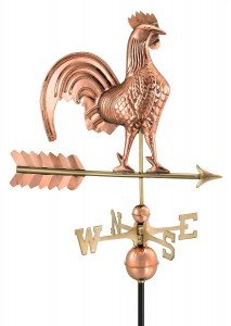 coper finished rooster wind vane