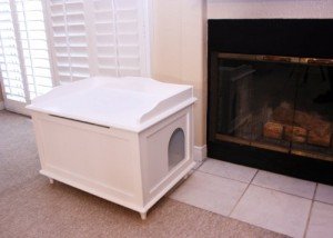 designer cat litter box enclosure in white